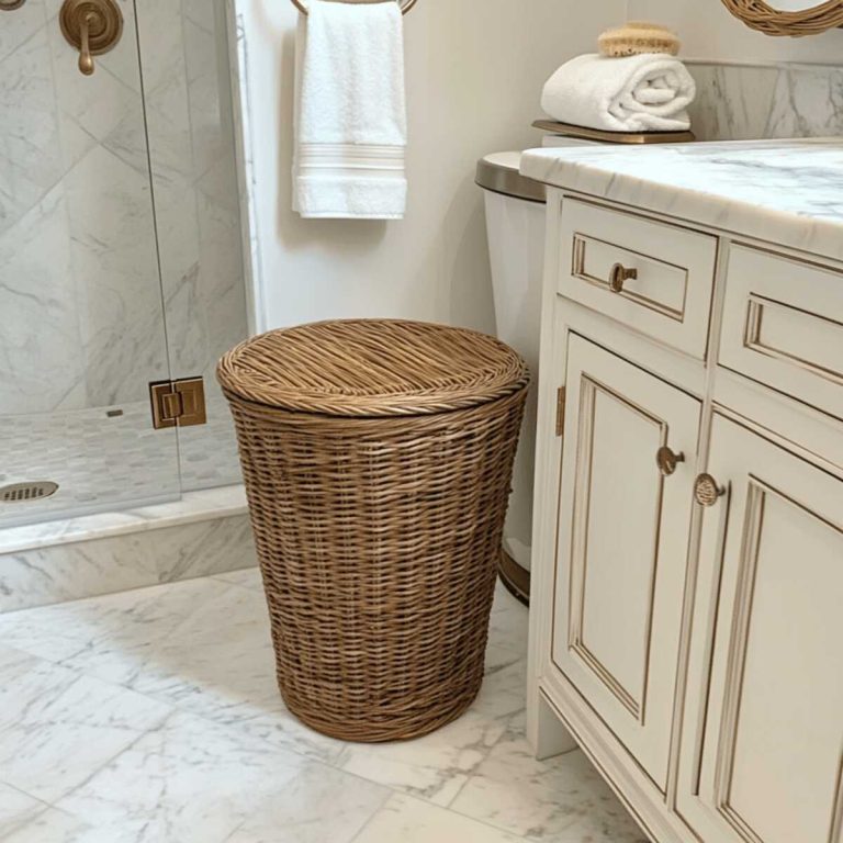 Wicker Bathroom Trash Can