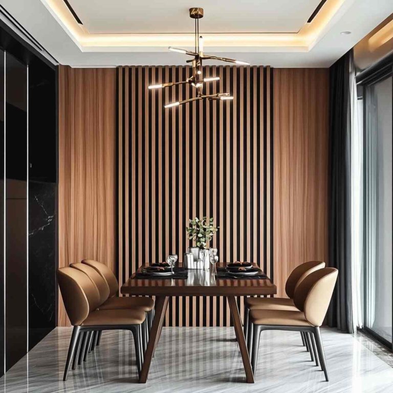 20 Dining Room Accent Wall Ideas That Make a Big Impact - Textured Wood Accent Wall Dining Room