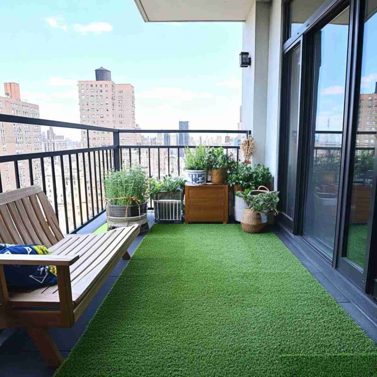 Thumbnail for Small Artificial Turf Apartment Balcony Ideas