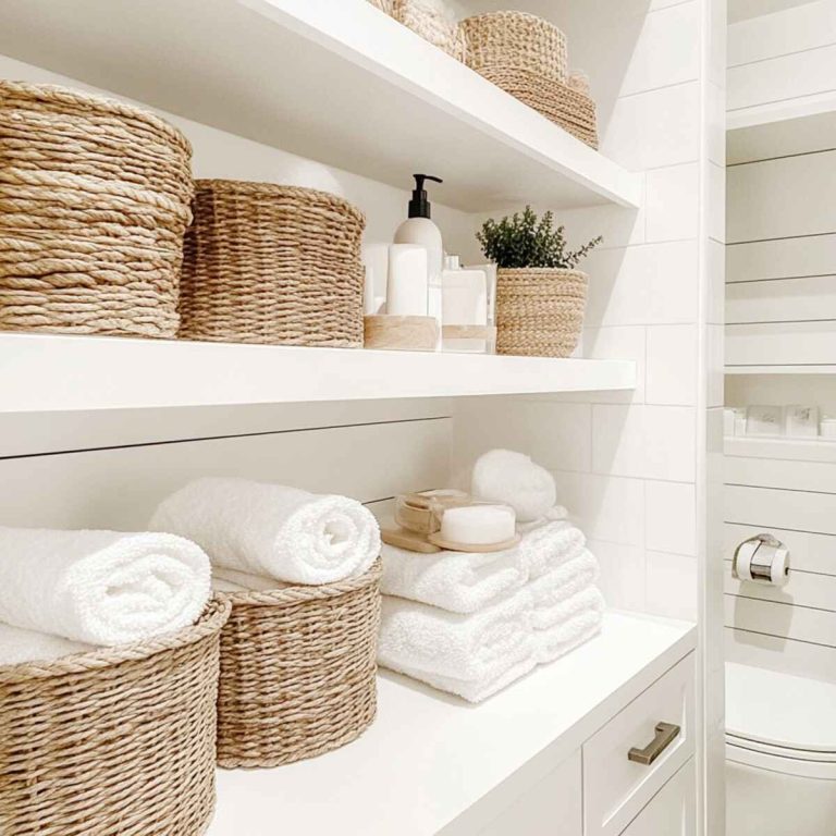 View of 10 Pedestal Sink Storage Ideas for Small Bathrooms