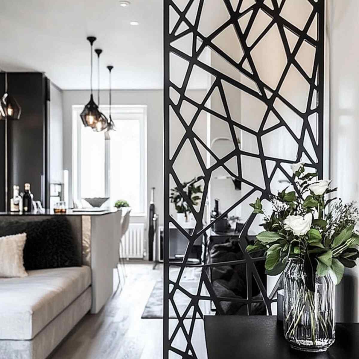 Geometric metal half-wall