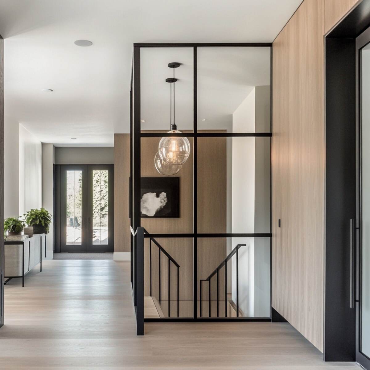 Minimalist steel frame half-wall