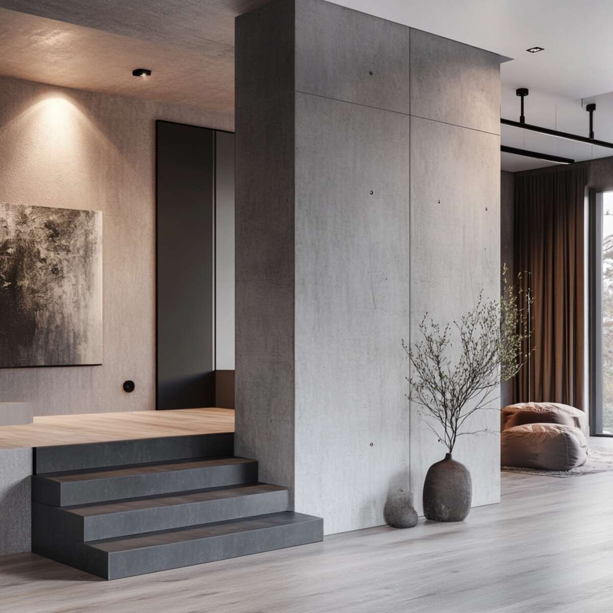 Modern concrete half-wall