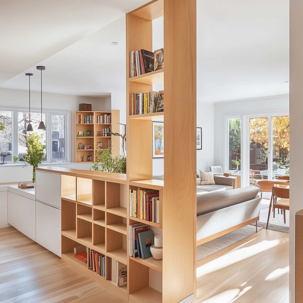 Open-shelved half-wall