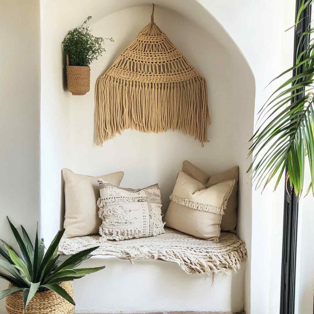 10. Boho-style woven niche - Bedrooms Wall Niche Ideas