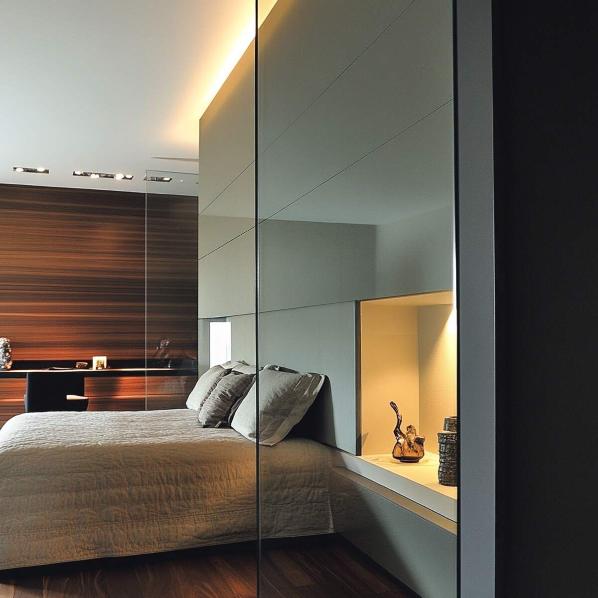 13. Glass-enclosed niche - Bedrooms Wall Niche Ideas