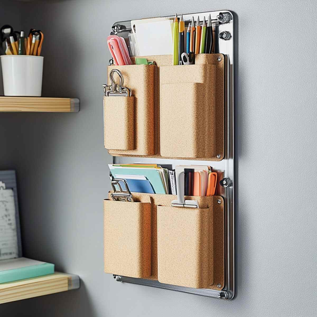 15. Magnetic clipboard organizer - Magnetic Wall Storage Ideas