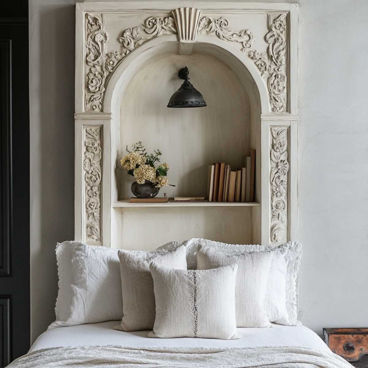 15. Vintage-inspired carved niche - Bedrooms Wall Niche Ideas