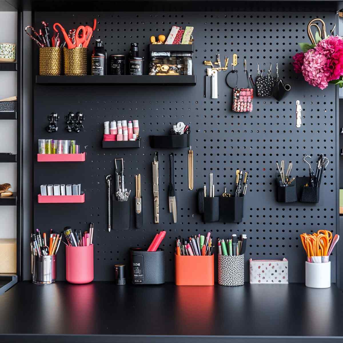 18. Magnetic pegboard for accessories - Magnetic Wall Storage Ideas