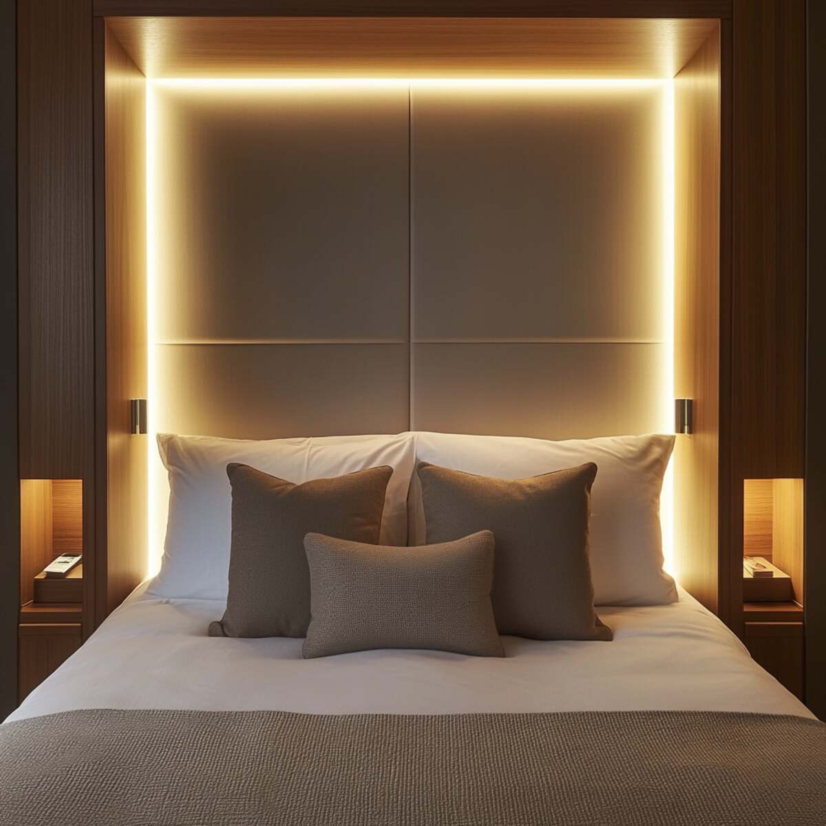 2. LED-lit recessed niche - Bedrooms Wall Niche Ideas