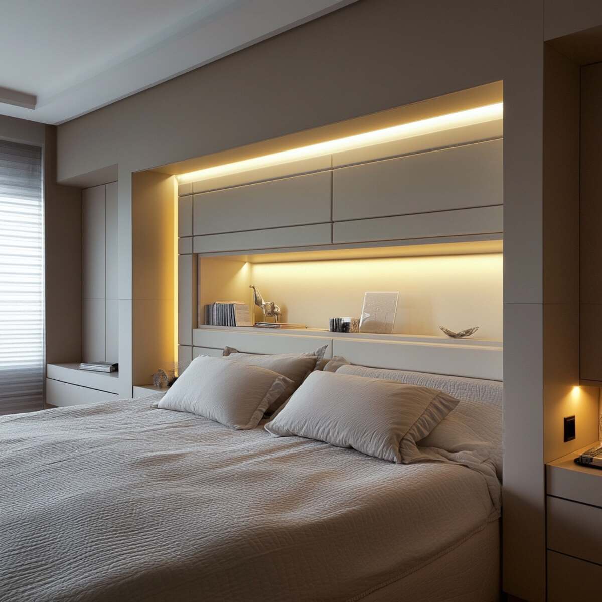 20. Headboard-integrated niche - Bedrooms Wall Niche Ideas