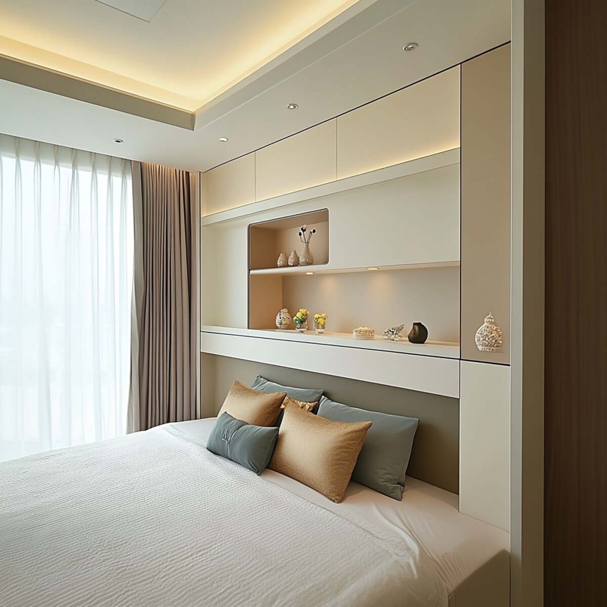23. Multi-layered niche design - Bedrooms Wall Niche Ideas