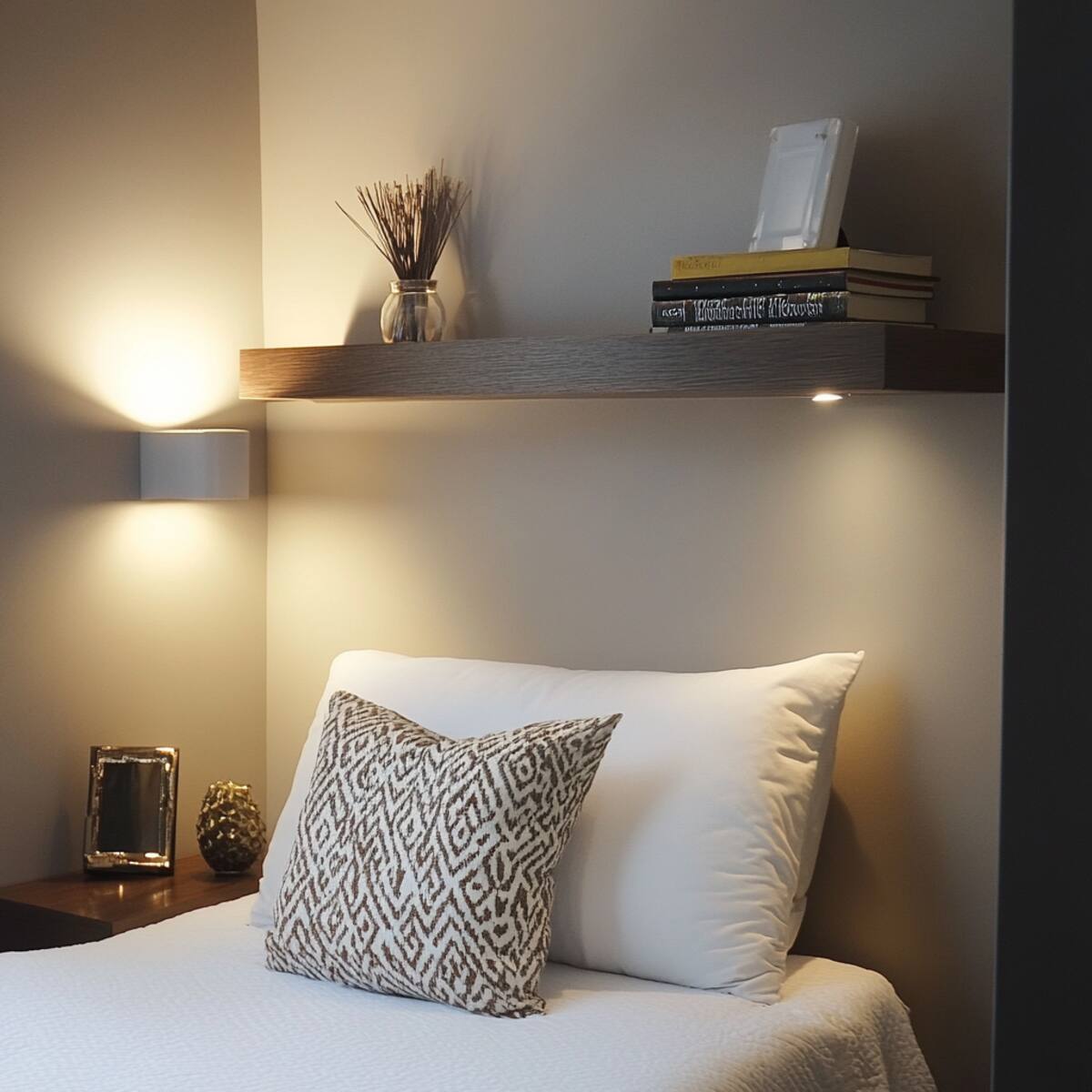 3. Floating shelf niche - Bedrooms Wall Niche Ideas
