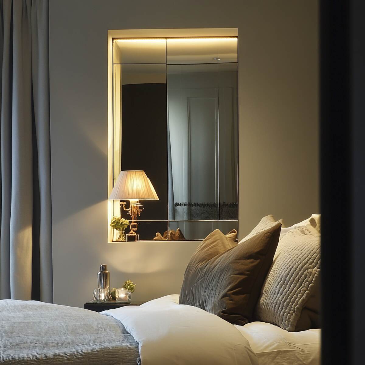 4. Mirrored wall niche - Bedrooms Wall Niche Ideas