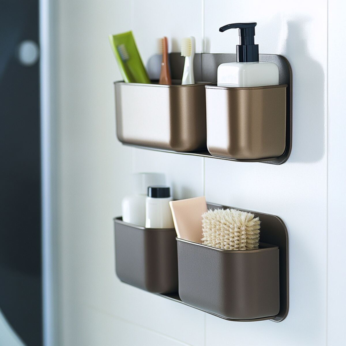6. Magnetic bathroom organizer - Magnetic Wall Storage Ideas