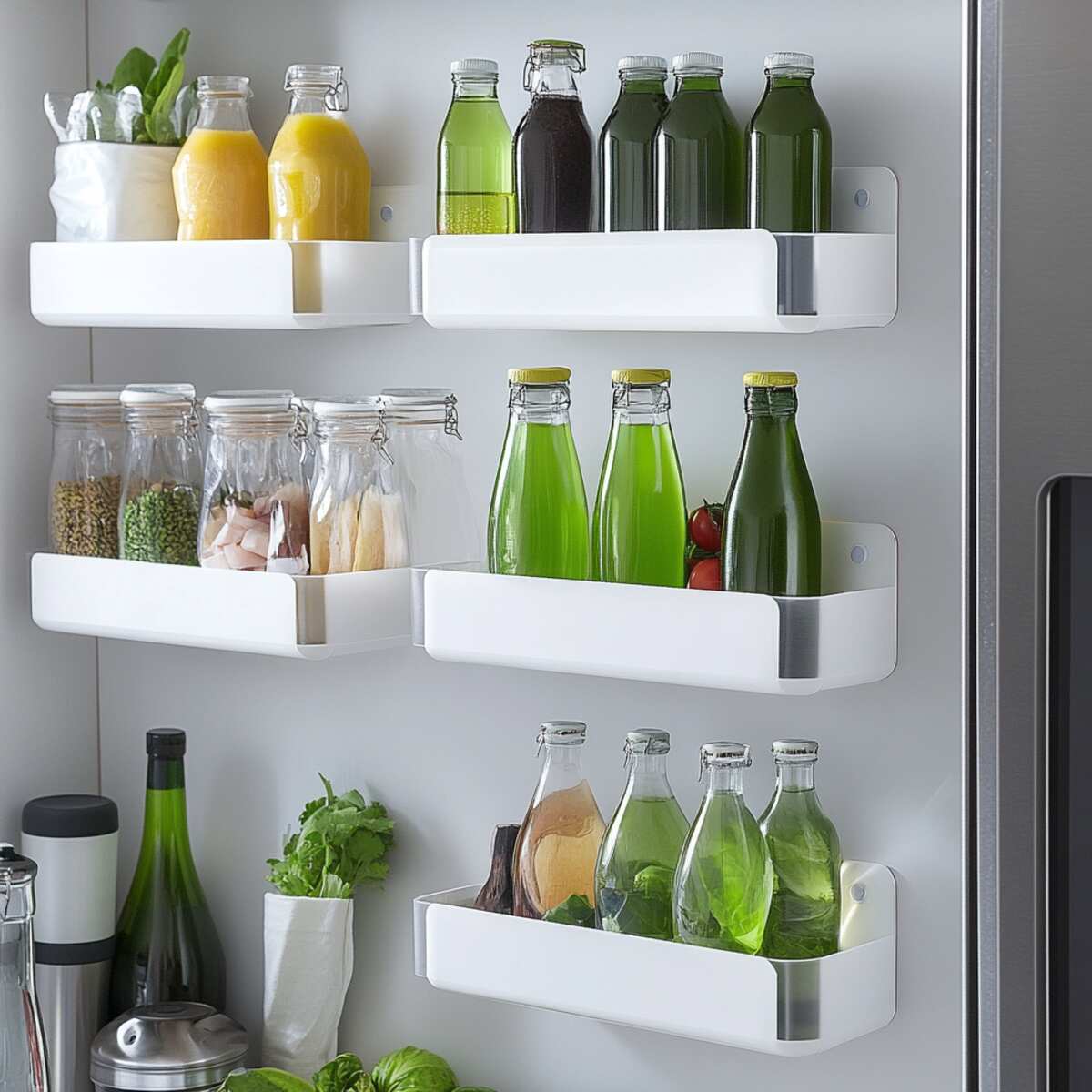 7. Magnetic fridge shelves - Magnetic Wall Storage Ideas