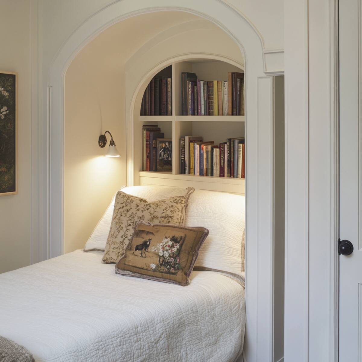 8. Built-in bookshelf niche - Bedrooms Wall Niche Ideas