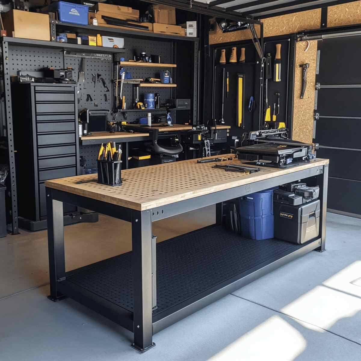 Heavy-Duty Steel Frame Workbench