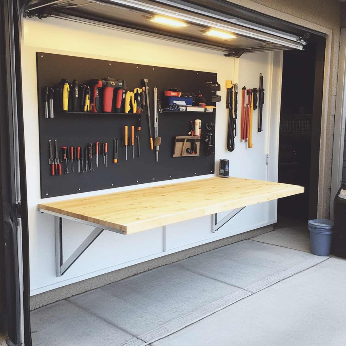 Wall-Mounted Fold-Down Workbench