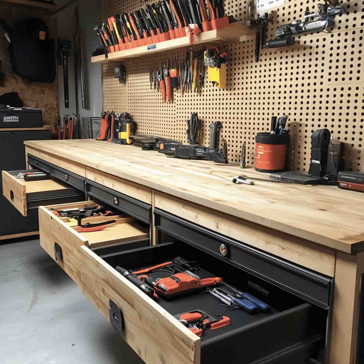 Workbench with Roll-Out Drawers