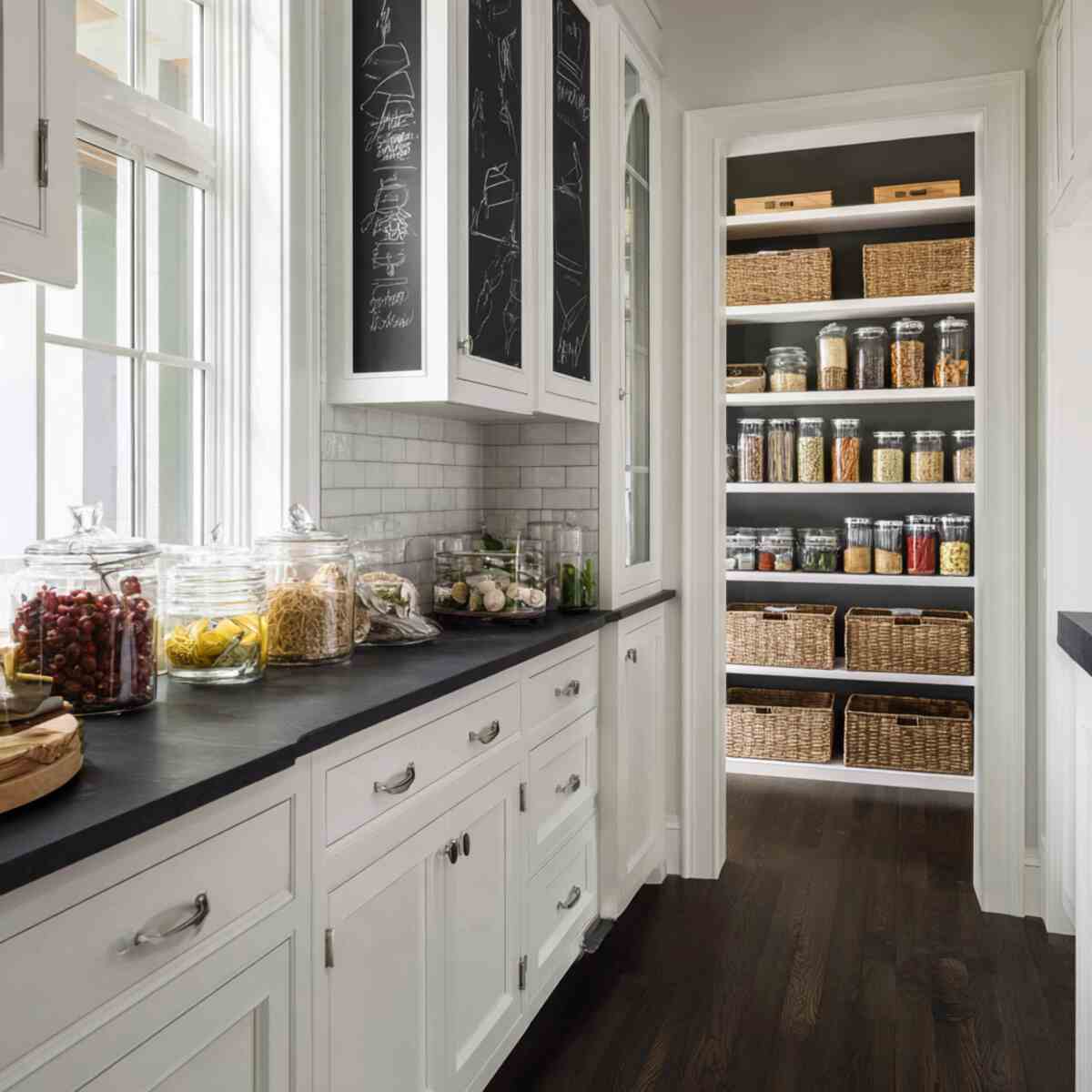 Built-In Pantry with Chalkboard Doors