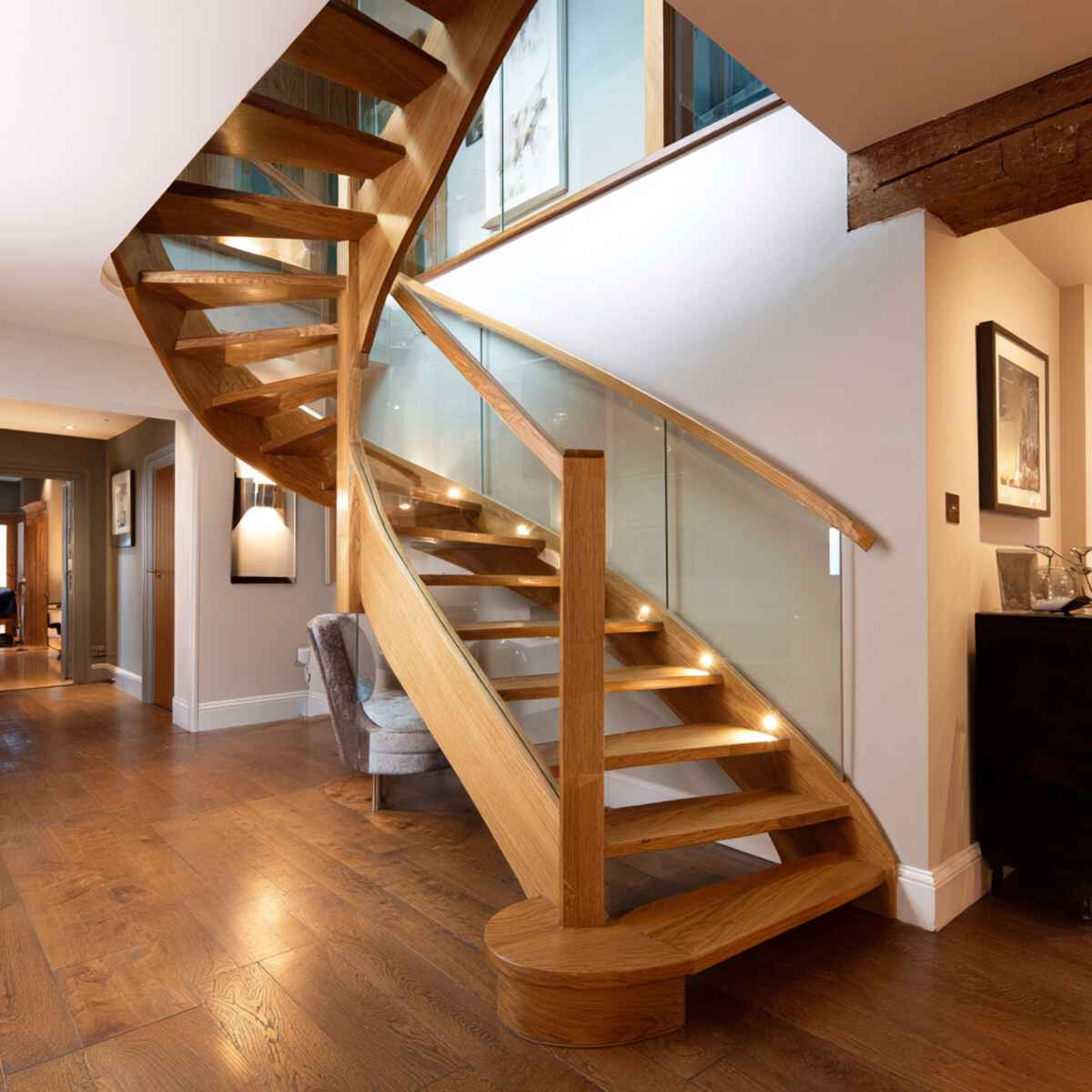 Curved Timber Open Riser Staircase