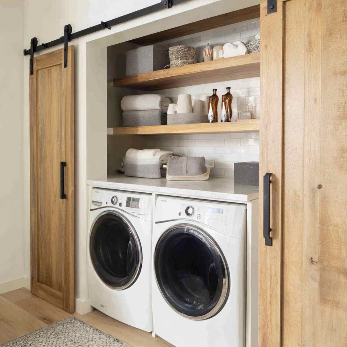 Shelf with Sliding Barn Doors