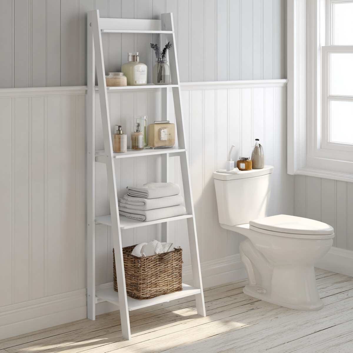 Adjustable Height Ladder Shelf