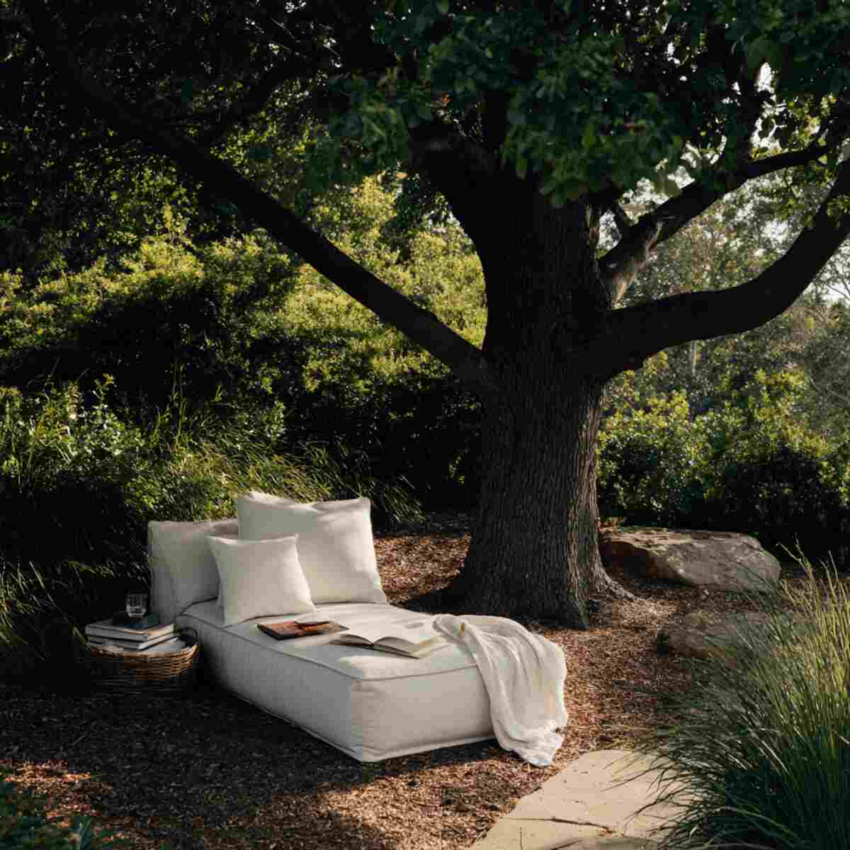 Minimalist Lounge Chair Under a Tree