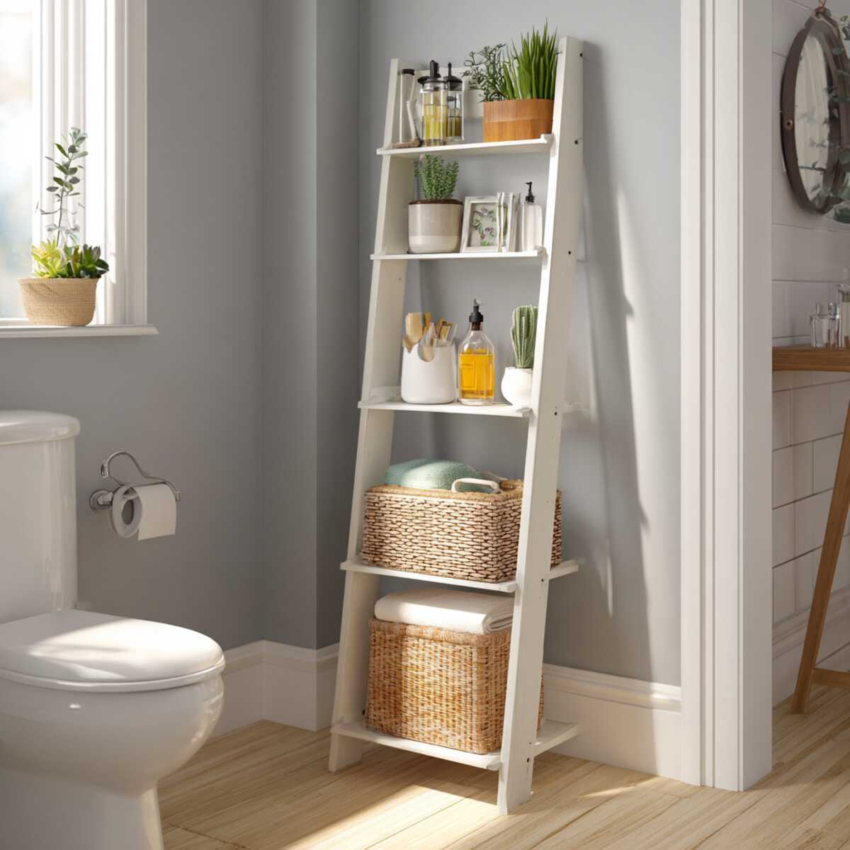 Narrow Ladder Shelf for Small Spaces