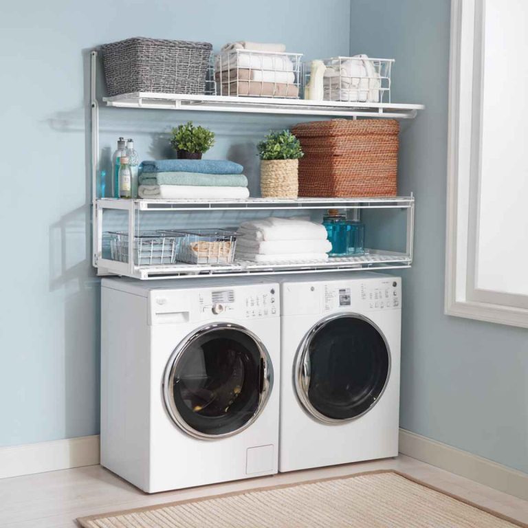 25 Genius Over Washer and Dryer Shelf Ideas That Actually Save Space