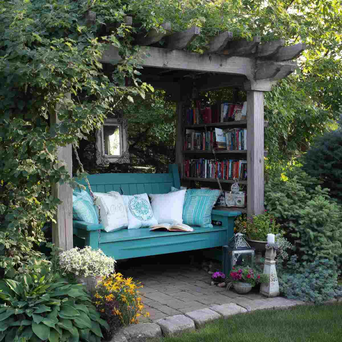 Garden Bench Under a Pergola