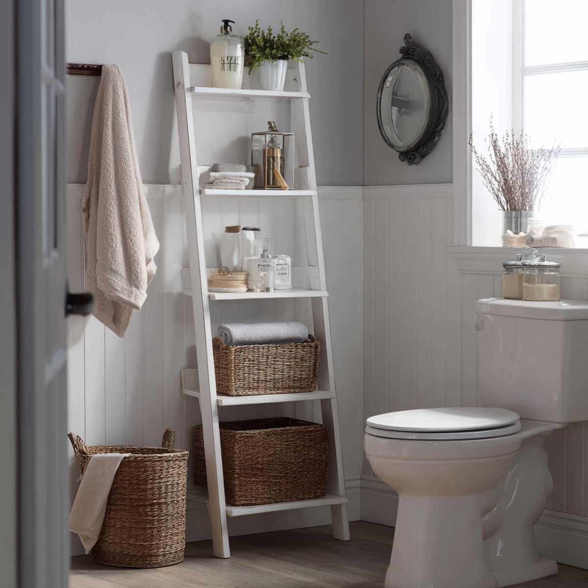 White Painted Farmhouse Ladder