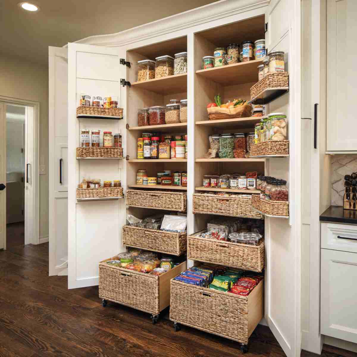 Built-In Pantry with Pull-Out Baskets