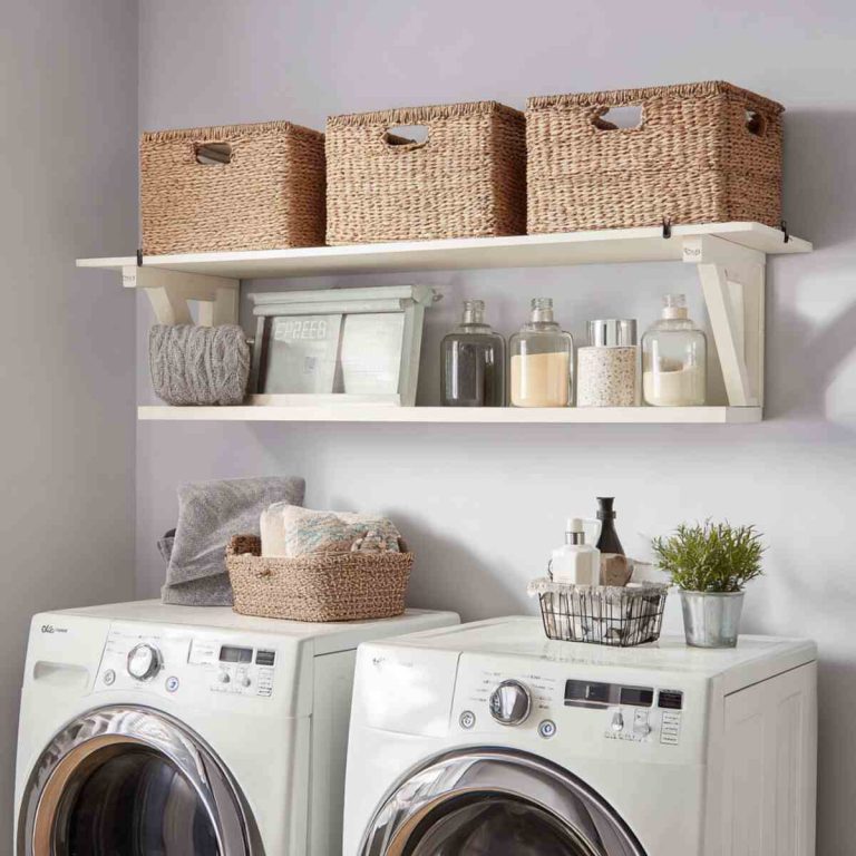 25 Genius Over Washer and Dryer Shelf Ideas That Actually Save Space