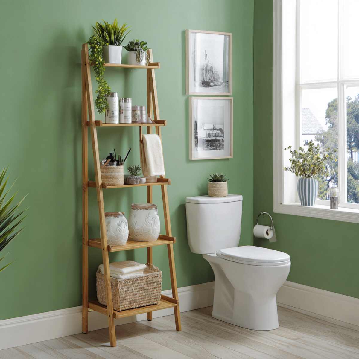 Bamboo Ladder Shelf