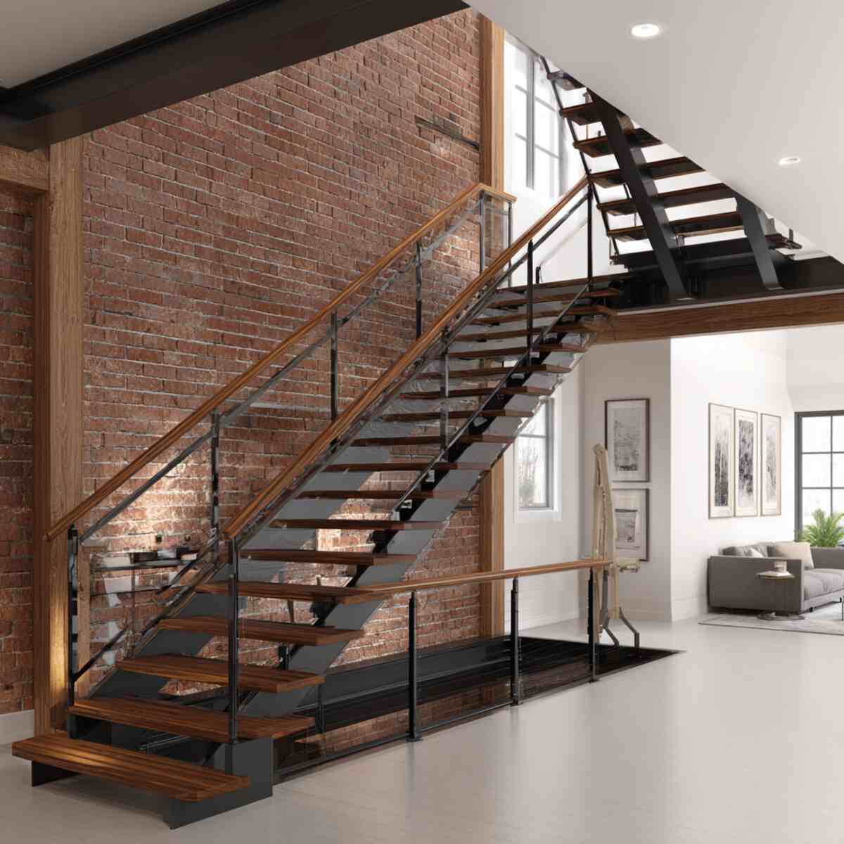 Industrial Steel Frame with Walnut Steps