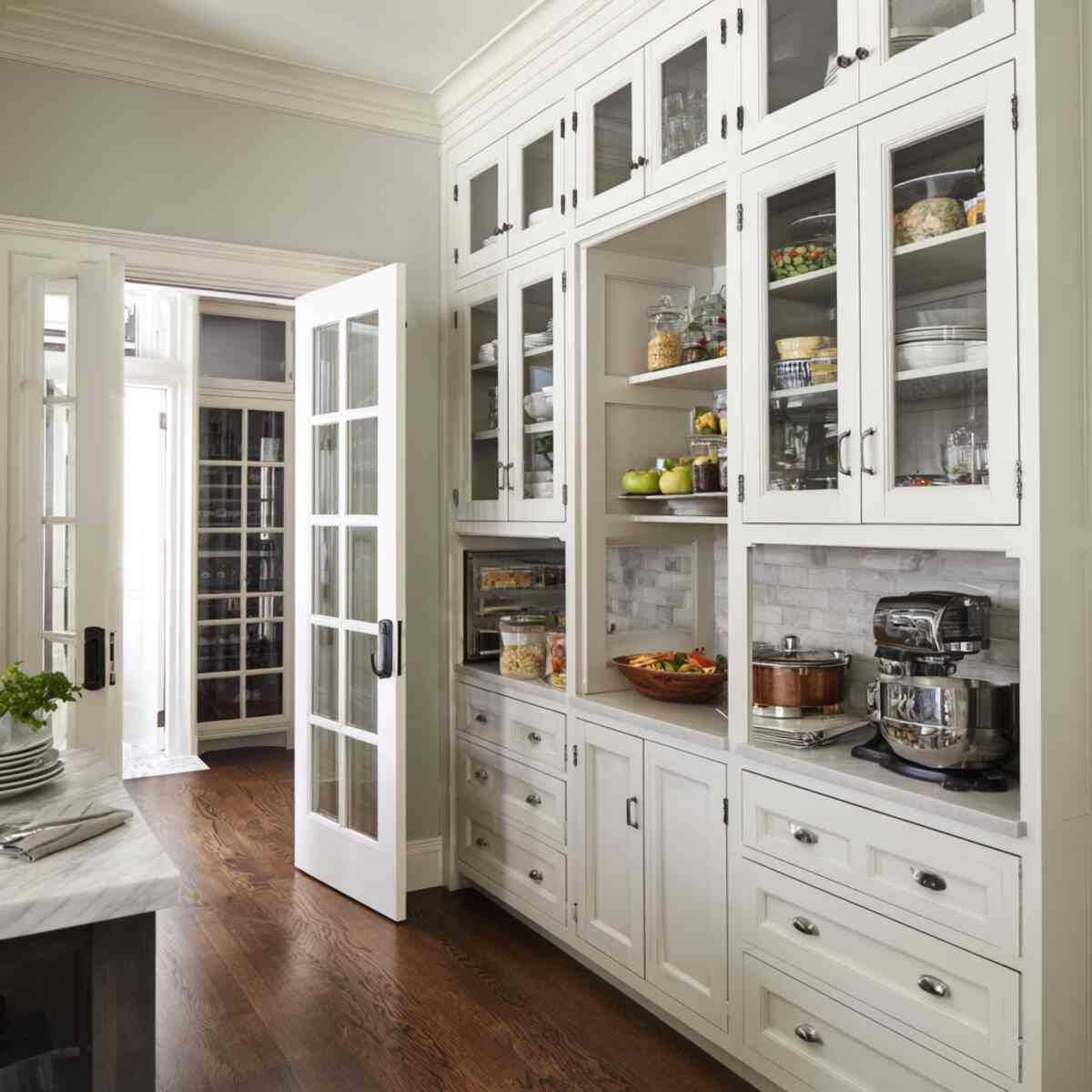 Built-In Pantry with Glass Doors