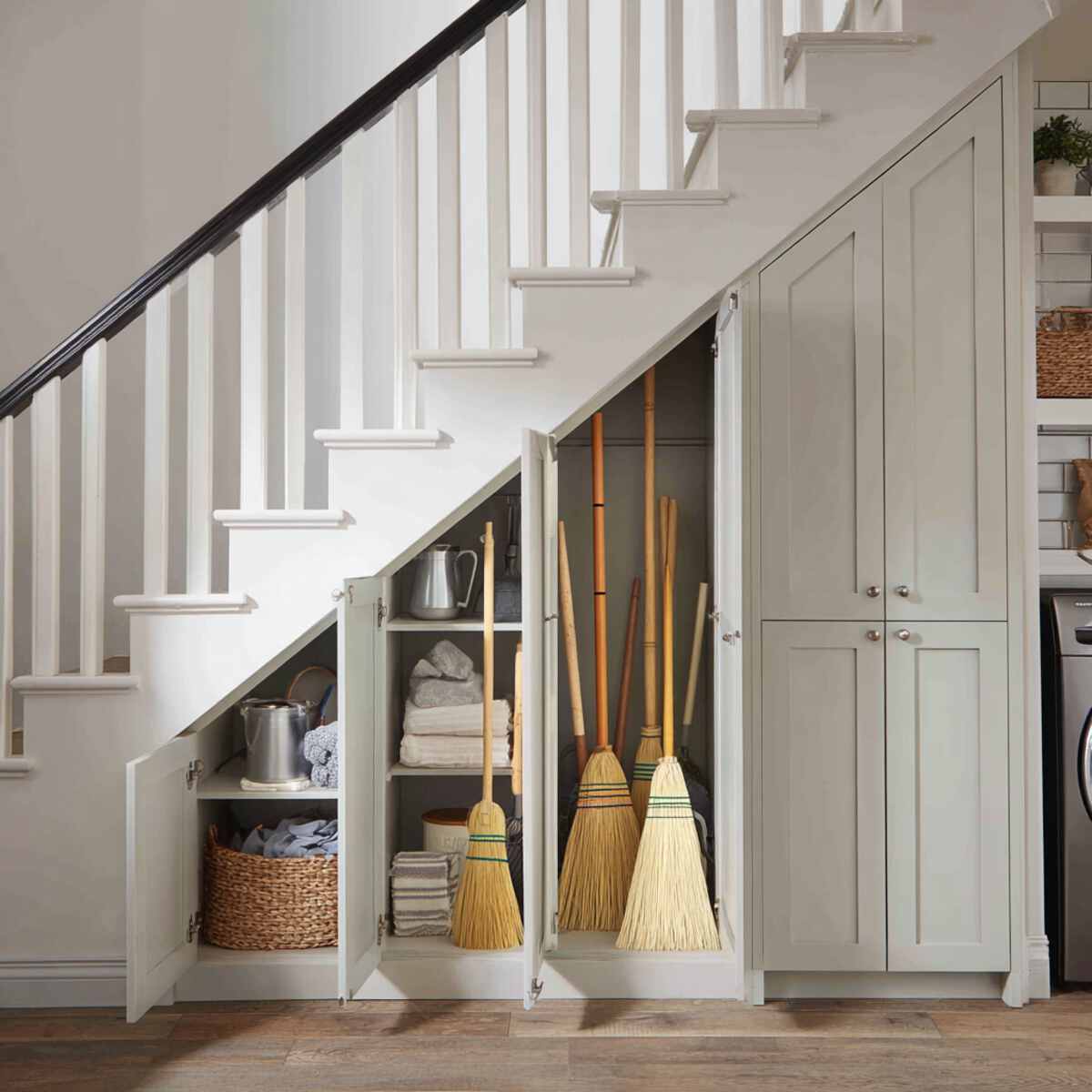 Vertical Cabinet Storage for Brooms and Mops