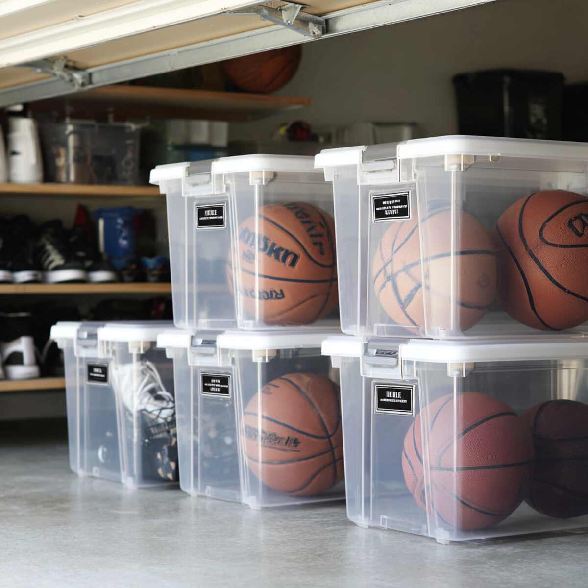 Clear Plastic Bins with Labels