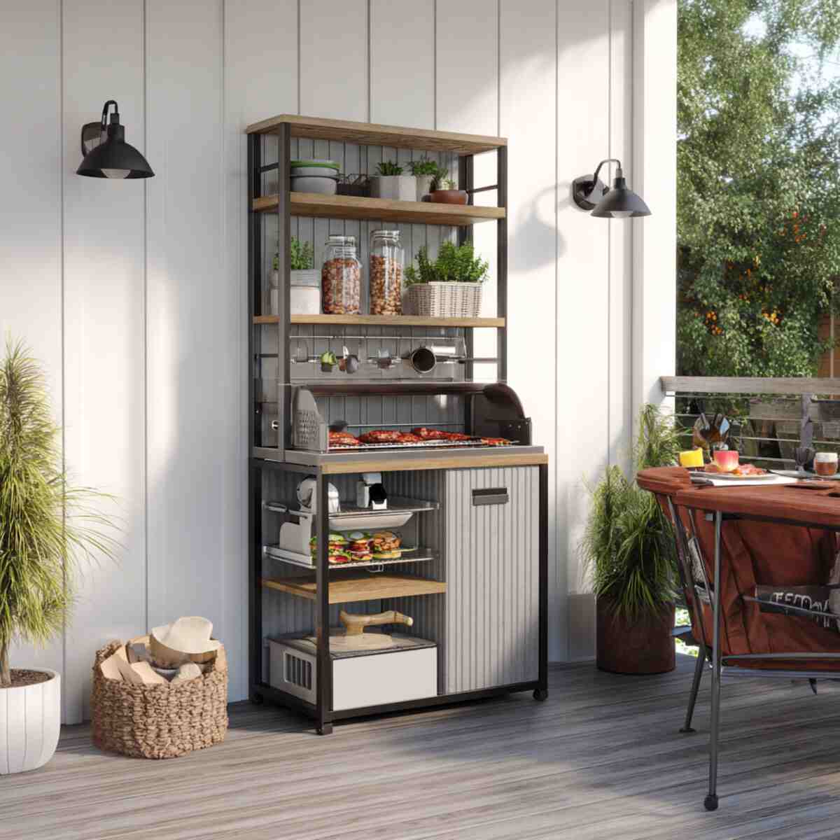 Compact Grill or BBQ Stations with Vertical Storage