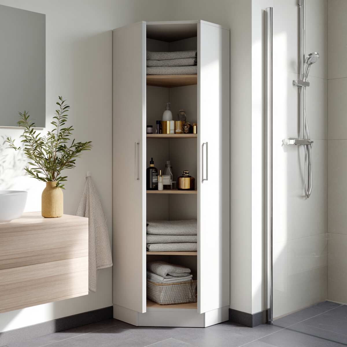 Corner Cabinet with Sliding Doors