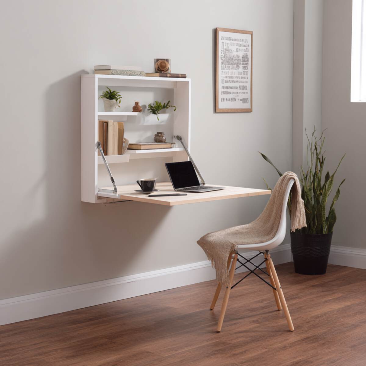 Corner Wall-Mounted Fold-Out Desk