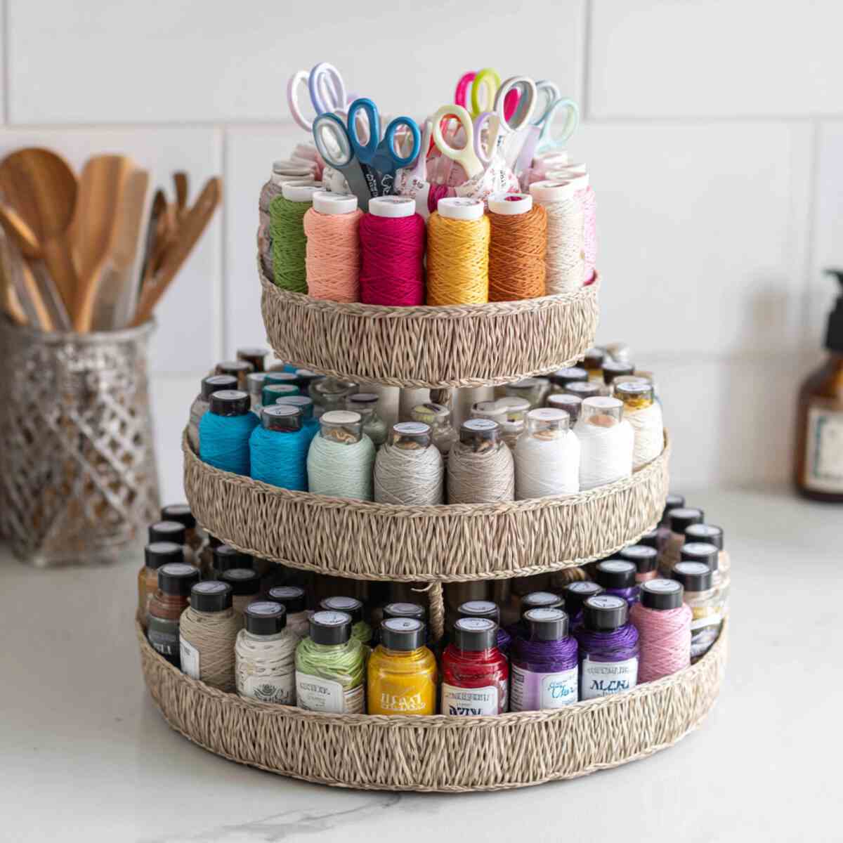 Craft Supply Tiered Basket