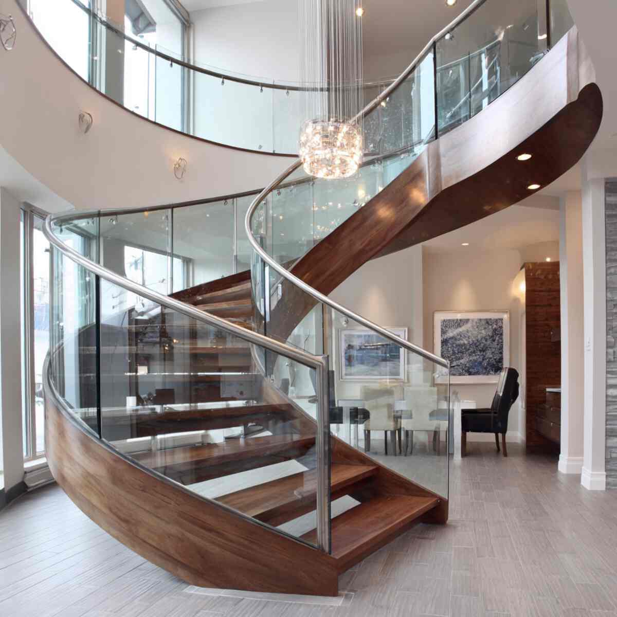 Curved Glass Stair Railing
