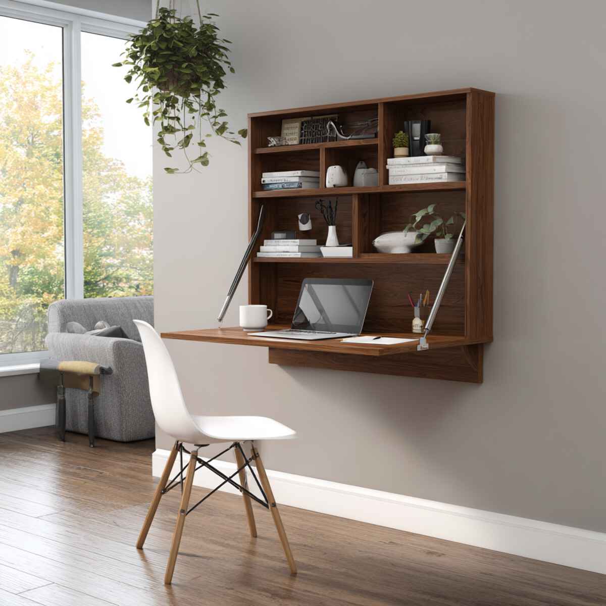 Drop-Leaf Desk with Hidden Shelves
