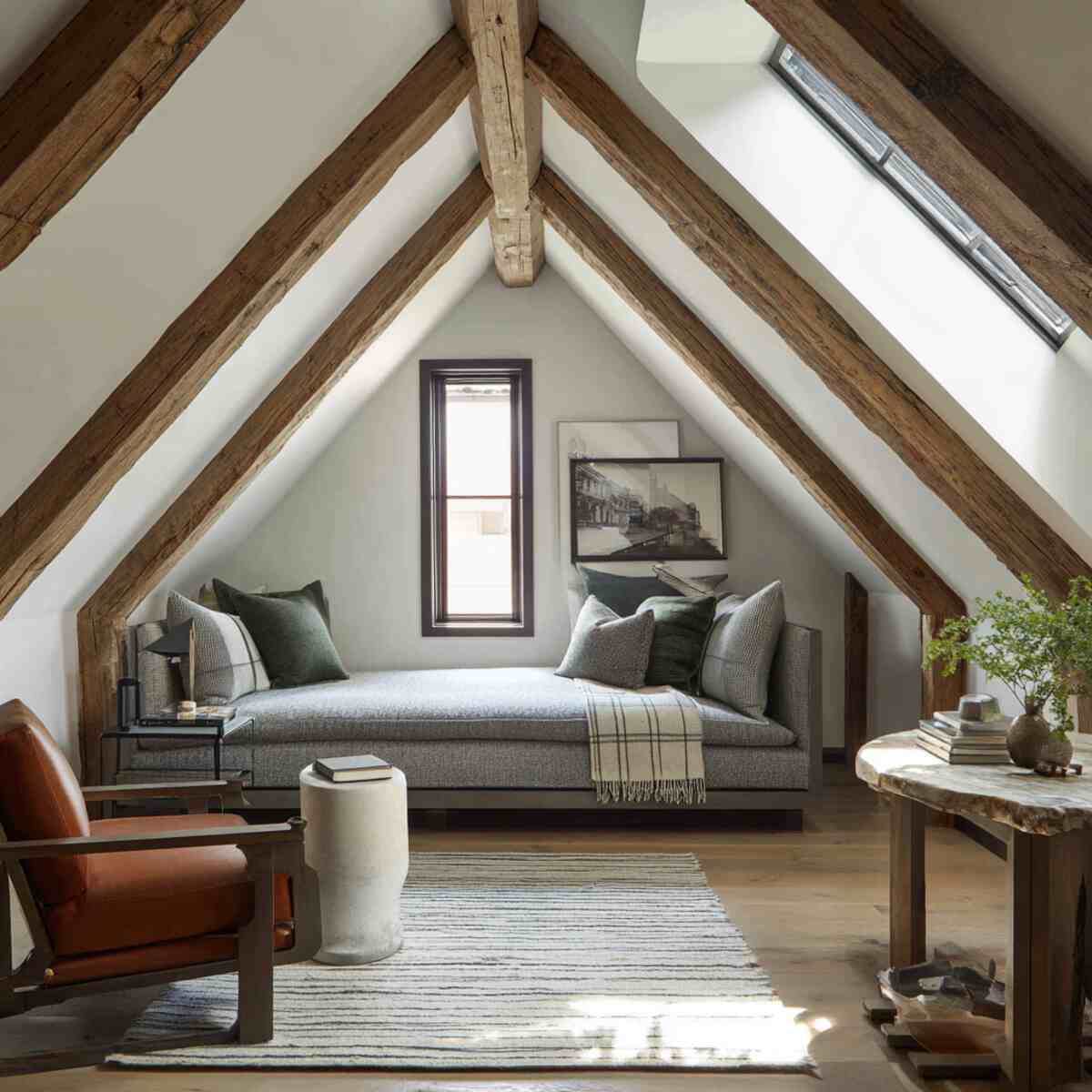 Exposed Beams with Modern Furnishings