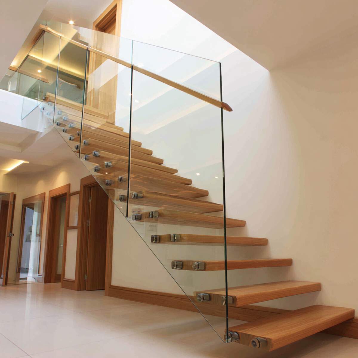Floating Staircase with Glass Balustrade