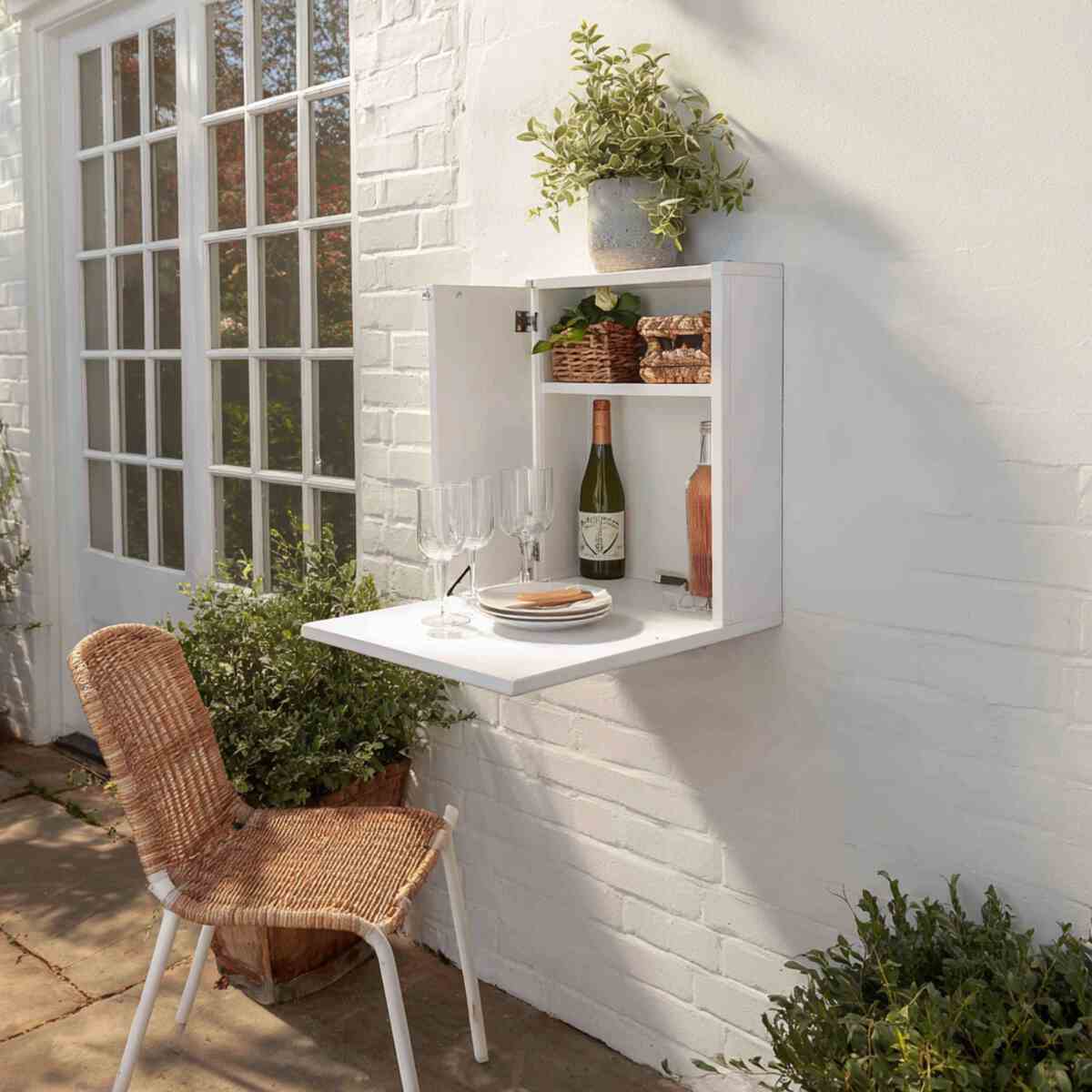Fold-Down Wall Tables with Storage