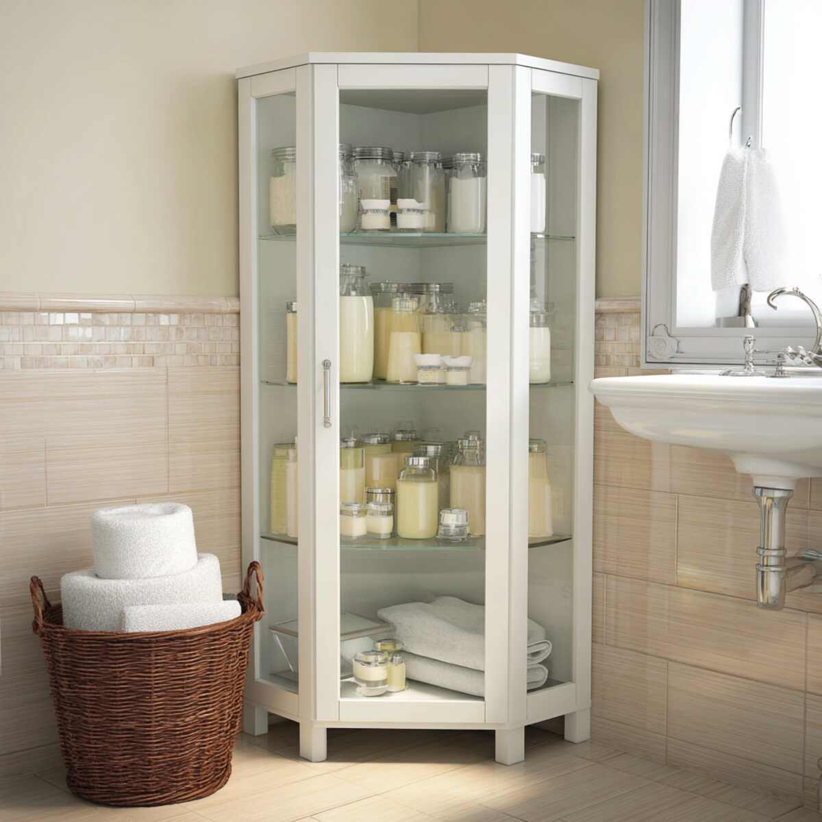 Glass-Front Corner Cabinet
